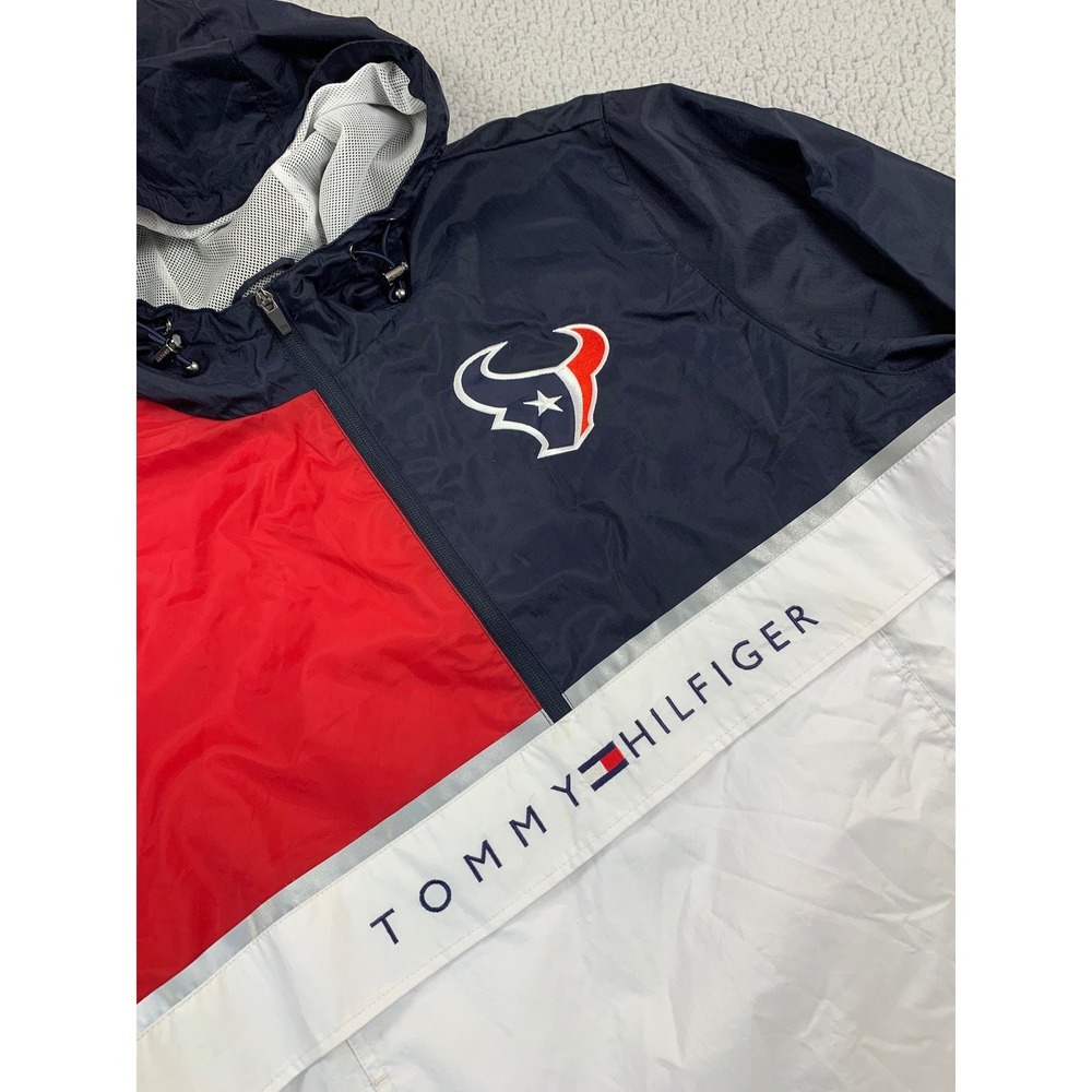 Tommy Hilfiger Windbreaker Mens XL Red White Blue Houston Texans NFL Jacket